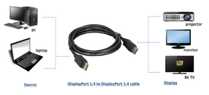 DisplayPort 1.4 Cable with Latch VESA Certified - DisplayPort Cables - DisplayPort & Mini DP Cables / Adapters