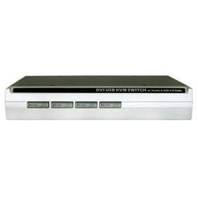 4-Port DVI USB KVM Switch w/ Audio, Mic & Hub