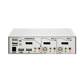 2-Port DisplayPort USB KVM Switch w/ Audio, Mic & Hub